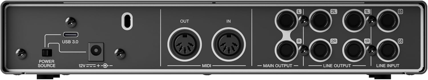 Yamaha 6-in/4-out USB-C Audio/MIDI Interface with 32-bit/192kHz Support, 4 combo and 2 Line Inputs, DSP-Powered Mixing/Effects, Steinberg Software Suite, Black URX44C