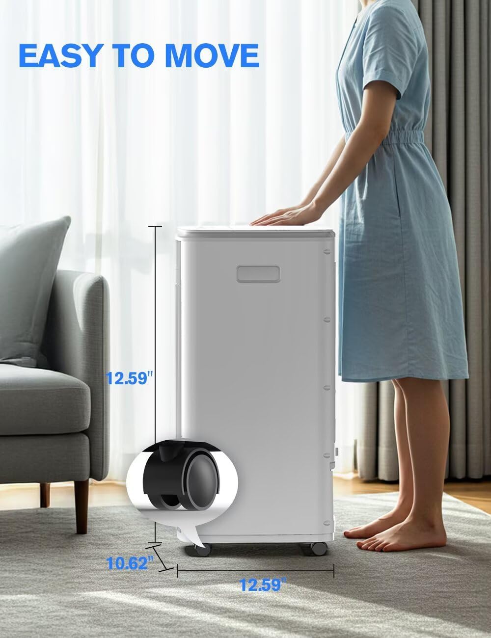 Portable Air Conditioners, 7H Timer for Auto-Off, Swamp Coolers Portable Ac with 70° Oscillation,for Room Bedroom Office, White