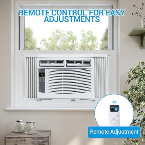 6000 BTU WiFi Window Air Conditioner, Silent Indoor Window Air Conditioner with Remote Control, 3 Air Speeds and 24 Hour Timer, Cools Up to 250 Sq. Ft. Bedrooms, Living Rooms