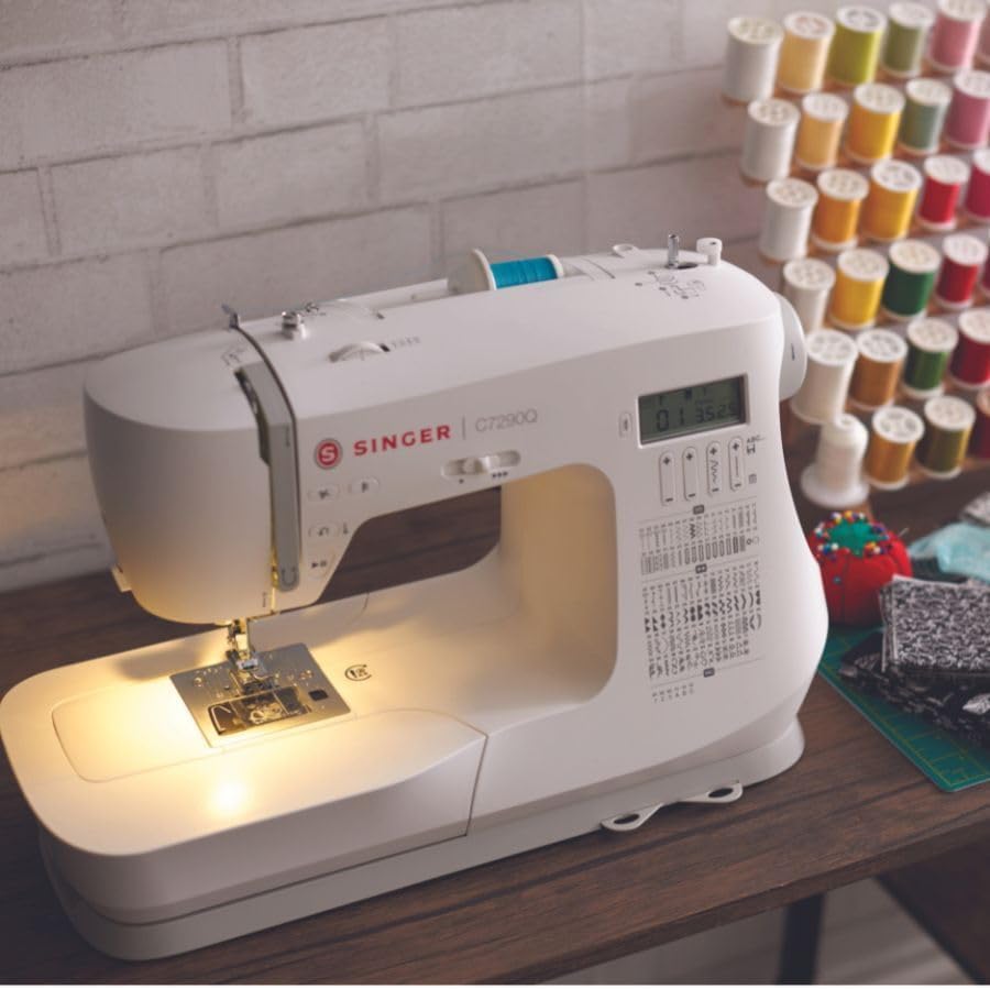 SINGER C7290Q Computerized Sewing & Quilting Machine with Extension Table, 12 Presser Feet & Accessories|417 Stitch Applications, 1-step Buttonhole Styles, Alphabet, LCD & Built-in Needle Threader