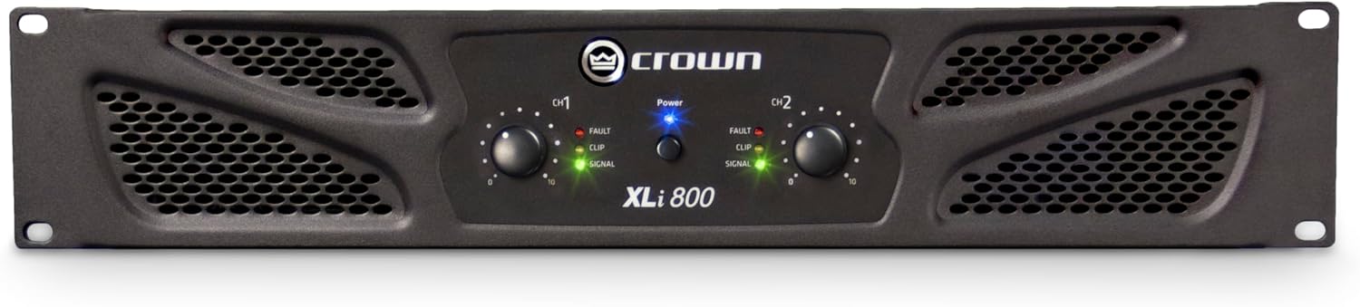 Crown XLi800 Two-channel, 600-Watt Bridged 8Ω Power Amplifier. Professional DJ, PA, Stage Amp. Black