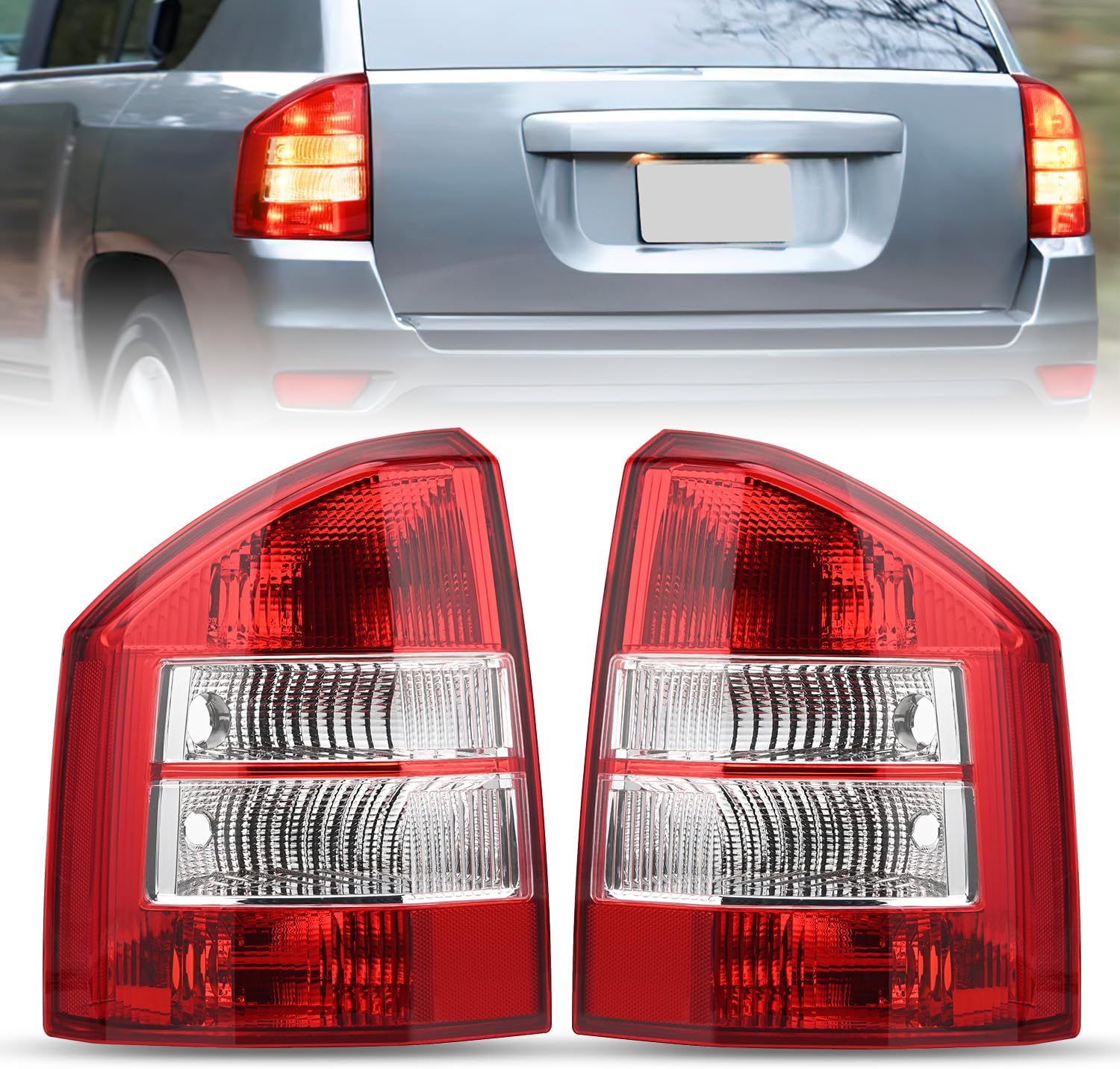 Nilight Taillight Assembly Compatible with 2007 2008 2009 2010 Jeep Compass Tail Light OE Style Rear Lamp Replacement Driver and Passenger Side