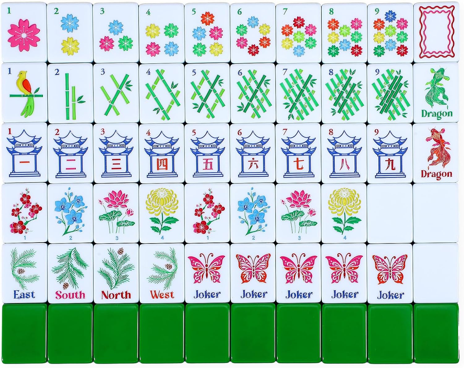 160 Pcs American Mahjong Tiles Set 1.2 Inch American Mahjong Game with 8 Different Patterns Mah Jong Block Set for Mah Jongs Lovers, Tiles Only, No Dice and Other Accessories