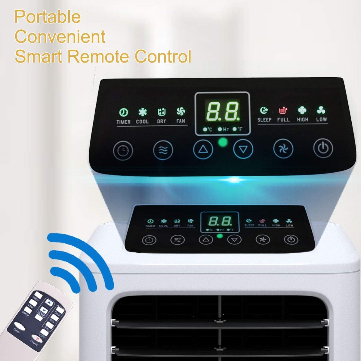 10000 BTU Portable Air Conditioner, Dehumidifier and Fan Functions, Compact Single Hose AC Unit, with Digital LED Display and 24hr Timer, Remote Control, 400 Sq/Ft Coverage, White