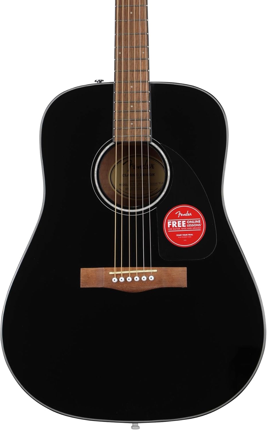Fender CD-60 Acoustic Guitar, Includes Tuner and Strap, Full-Size Dreadnought, Black Finish, Ideal for Beginners and Intermediate Players
