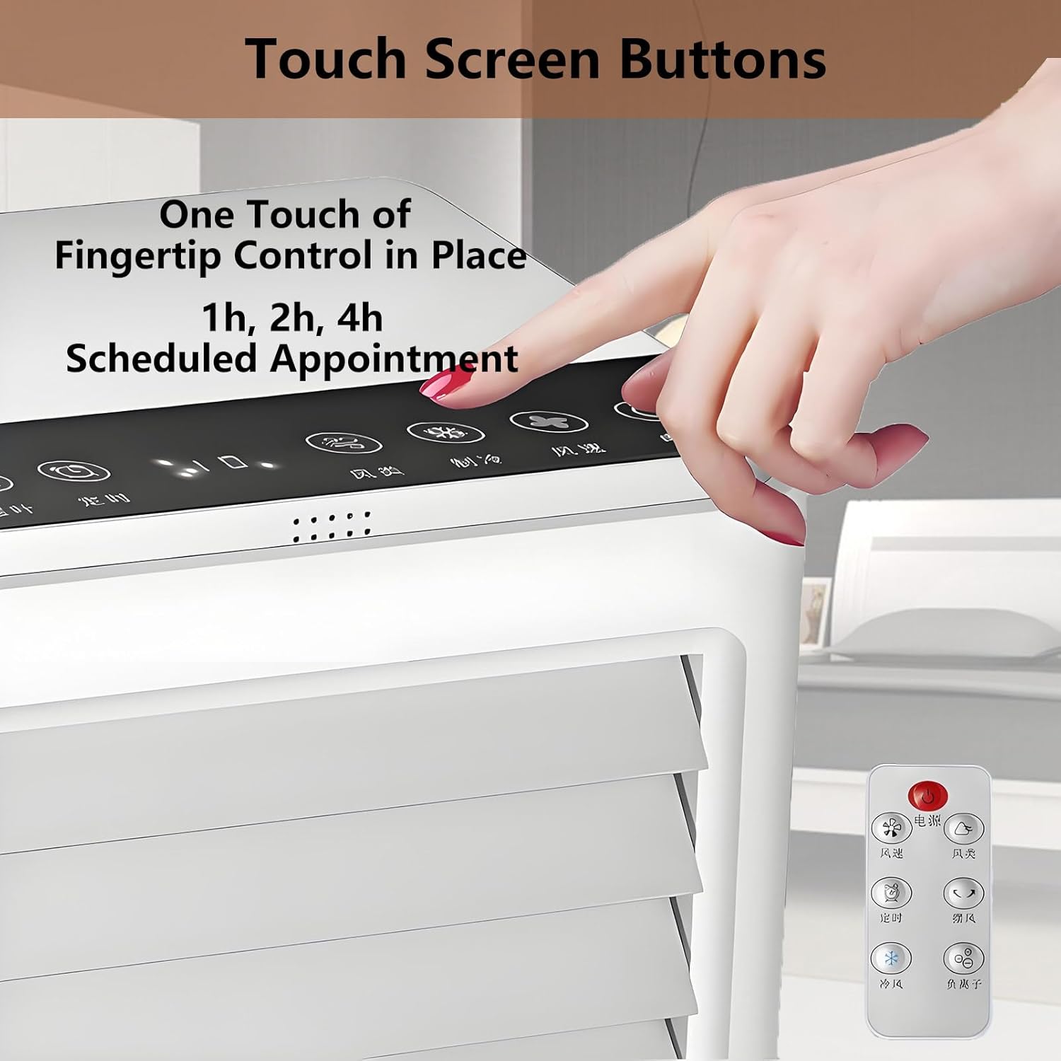 Portable Air Conditioners 4-in-1 Portable Air Cooler Fan Mini Evaporative AC Unit with 3-Speed and 4 Ice Packs Remote Control Touch Screen for Camping Office Bedroom Car 12VCar