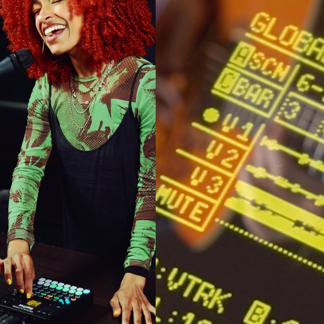 Sonicware SmplTrek [Portable Production Sampler] Compact, lightweight and battery powered Drum Machine & Sampler with Built-in Mic & Speaker