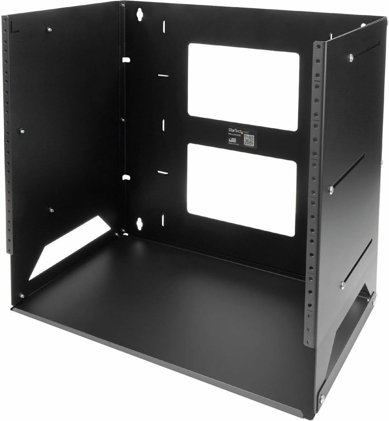 StarTech.com 2-Post 8U Open Frame Wall Mount Network Rack with Built-in Shelf, Wall Mount Data Rack with Adjustable Depth for AV / Computer / IT Equipment, TAA Compliant Server Rack (WALLSHELF8U)