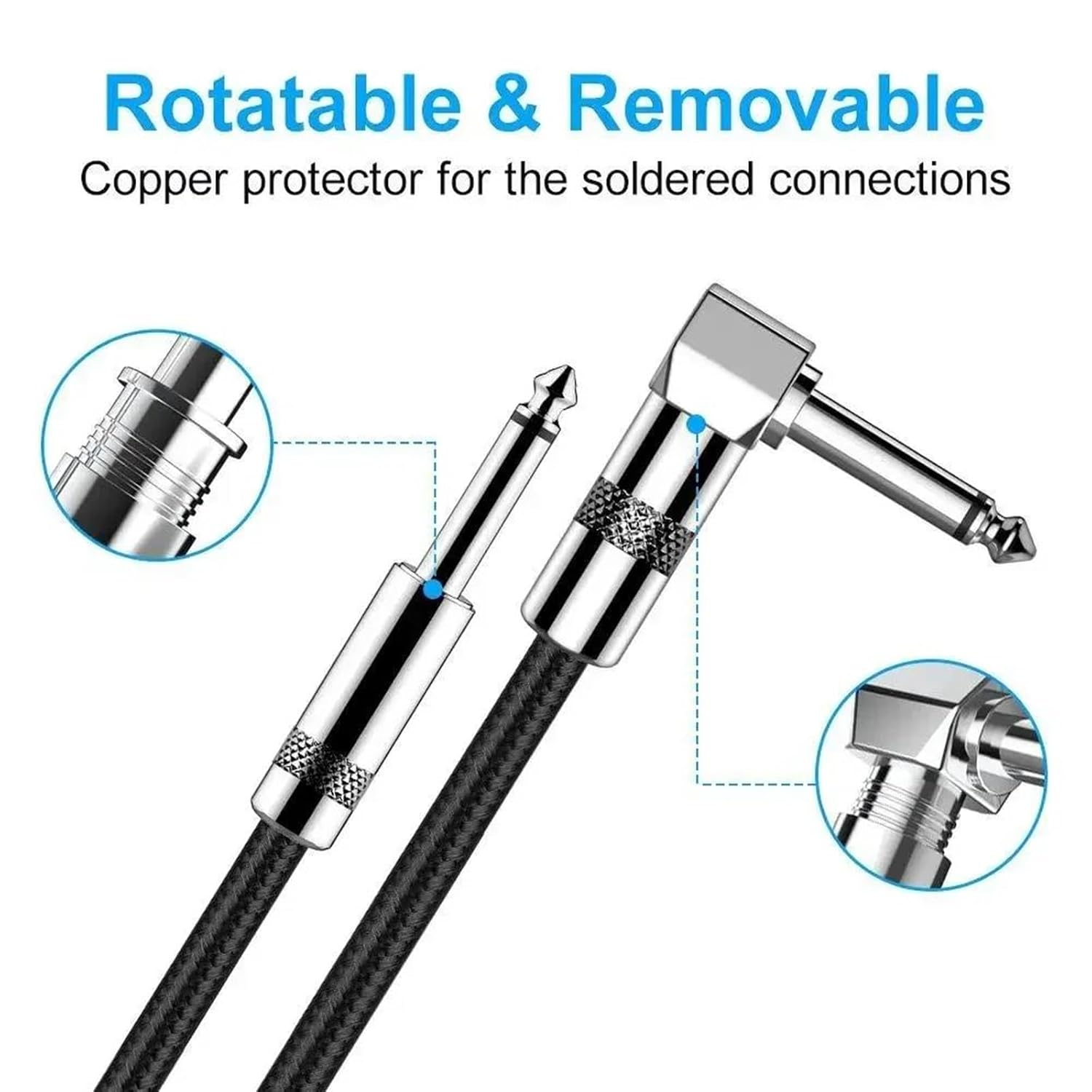 TSTS Guitar Audio Cable 10m /5m /300cm /2m /1m Aux Cable for Electric Guitar Bass Instrument Amplifier Cord 1/4 Right Angle Straight(Straight,15m)