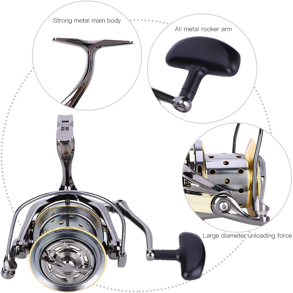 OUKENS Other Fishing Tools and Accessories Fishing Reel, All Metal High Strength Guide Rod Structure Anti-Seawater Spinning Fishing Reel for Long