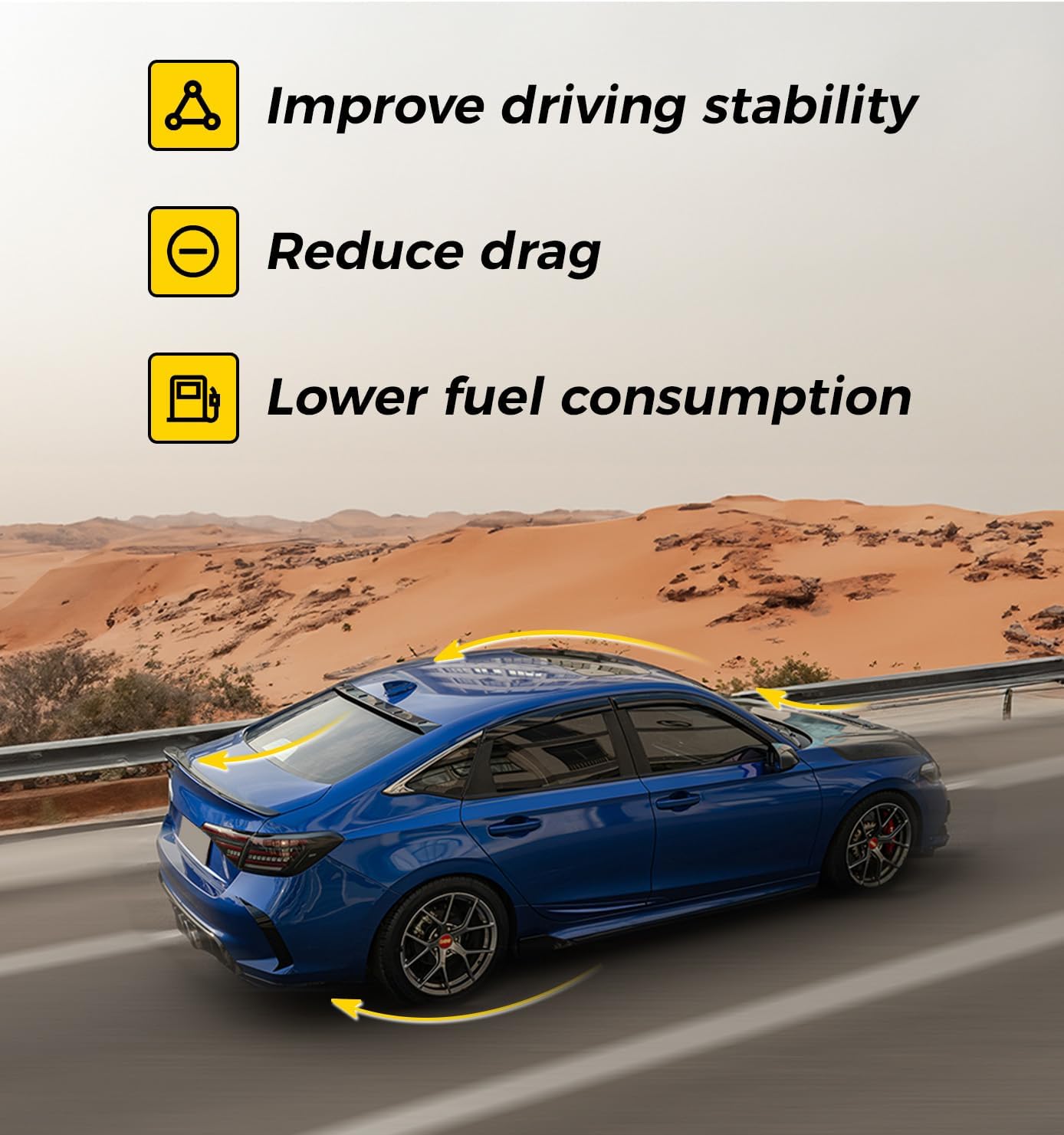 Xprite Rear Spoiler Compatible with 2021 2022 2023 2024 2025 2026 Honda Civic Sedan, JDM Style ABS Rear Trunk Lip Spoiler Wing for 11th Gen Civic – Matte Black