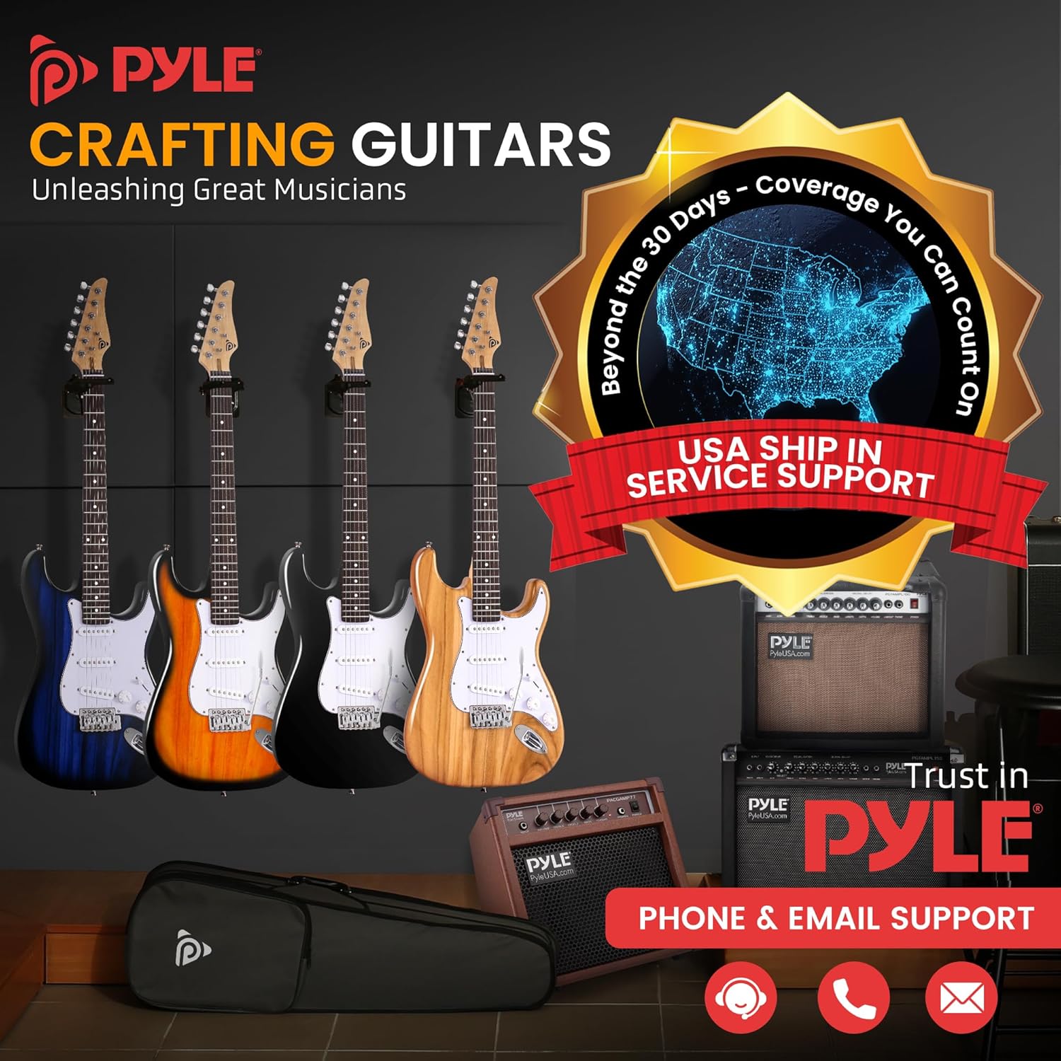 Pyle Electric Guitar and Amp Kit - Full Size 39