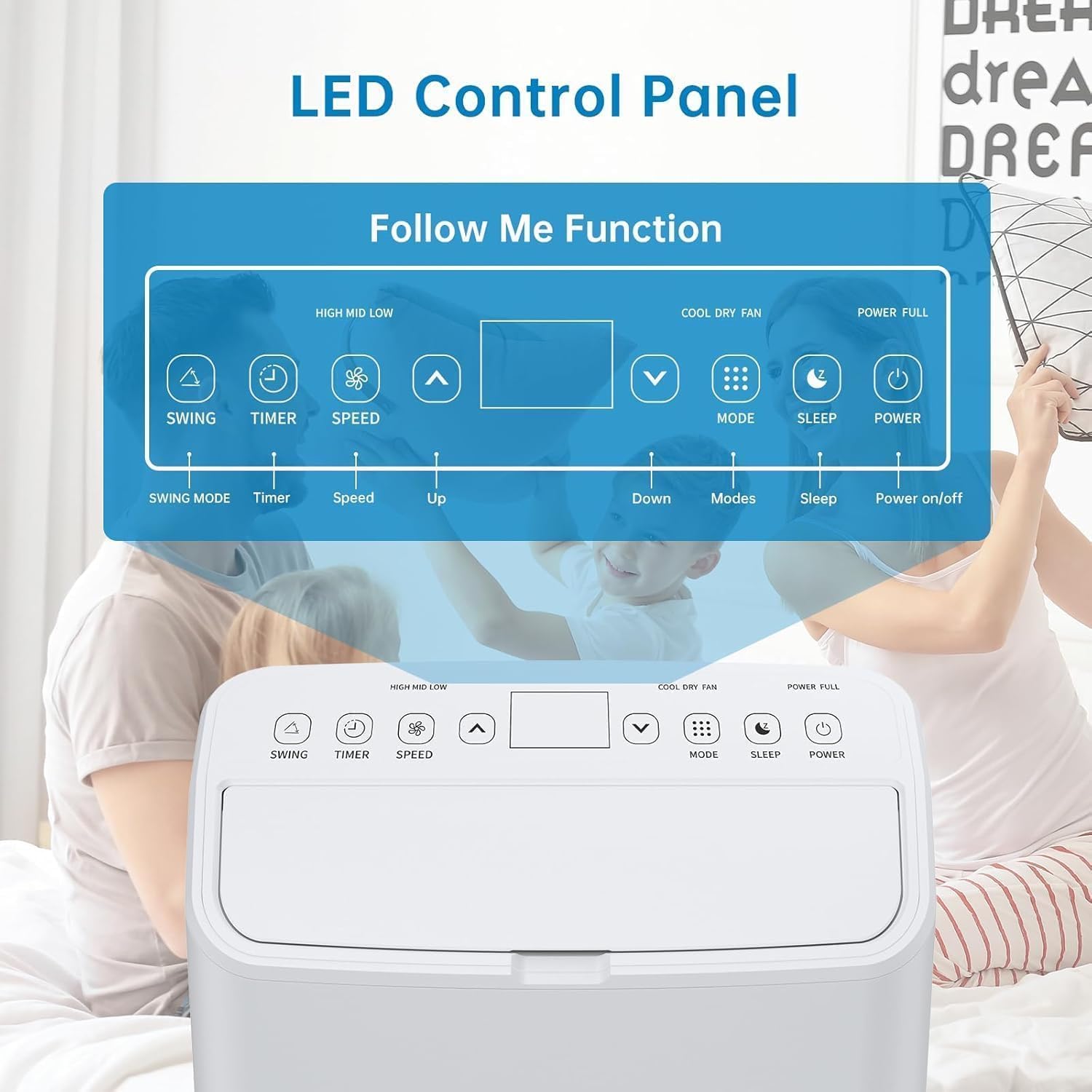 14000 BTU Portable Air Conditioner - 4 in-1 Cooling, Dehumidifier, Fan & Sleep Mode, Quiet AC Unit for Rooms up to 750 Sq.Ft, 24H Timer, Remote & Window Kit Included, White Top Cover