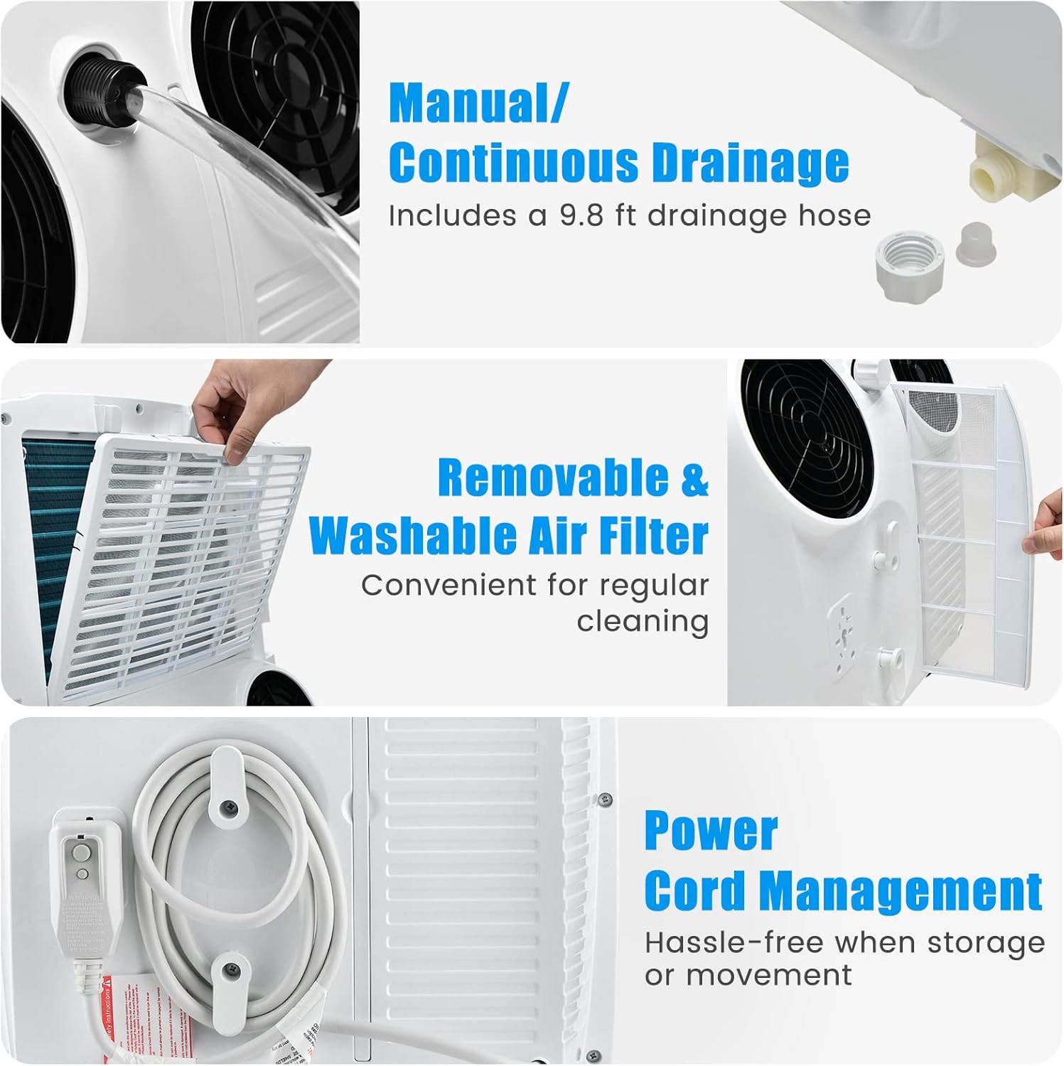 SIMOE 11,500 BTU Dual Hose Portable Air Conditioner, Powerful AC Unit with Dehumidifier, Fan, Sleep Mode for 400 Sq. Ft. Rooms, Remote Control, 24H Timer, Easy Window Installation Kit