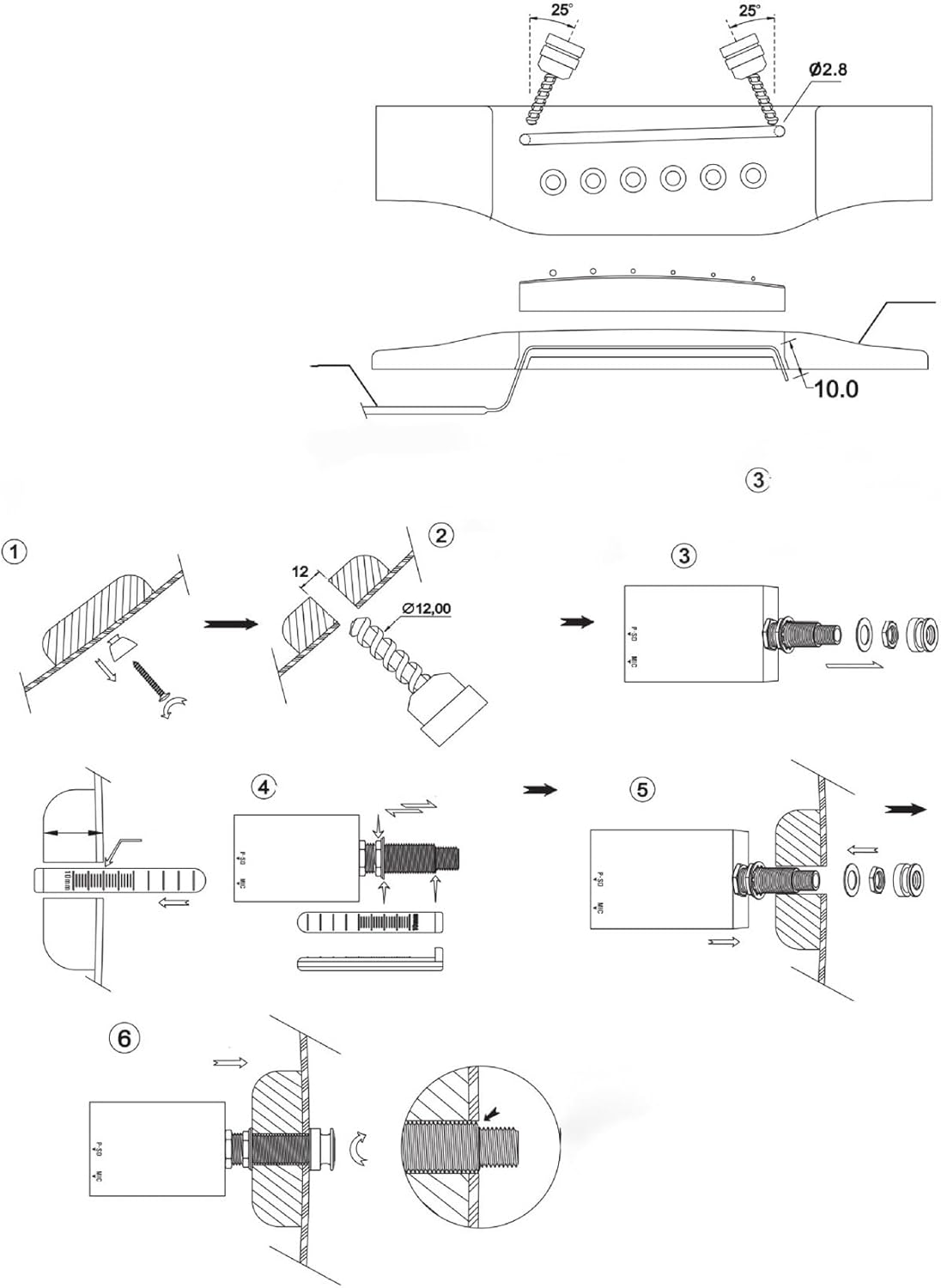 Acoustic Guitar Pickups Classical Acoustic Guitar Pickup Amplifier Portable Accessory Without Drilling