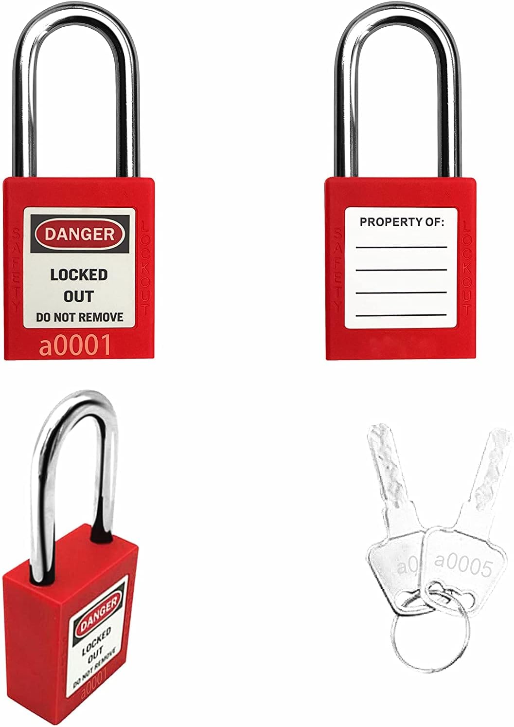 SAFBY Lockout Tagout Lock 30 pcs Set Loto Product Safe Padlocks for Lock Out Tag Out Stations and Devices (30 Lock Red, Key Alike)