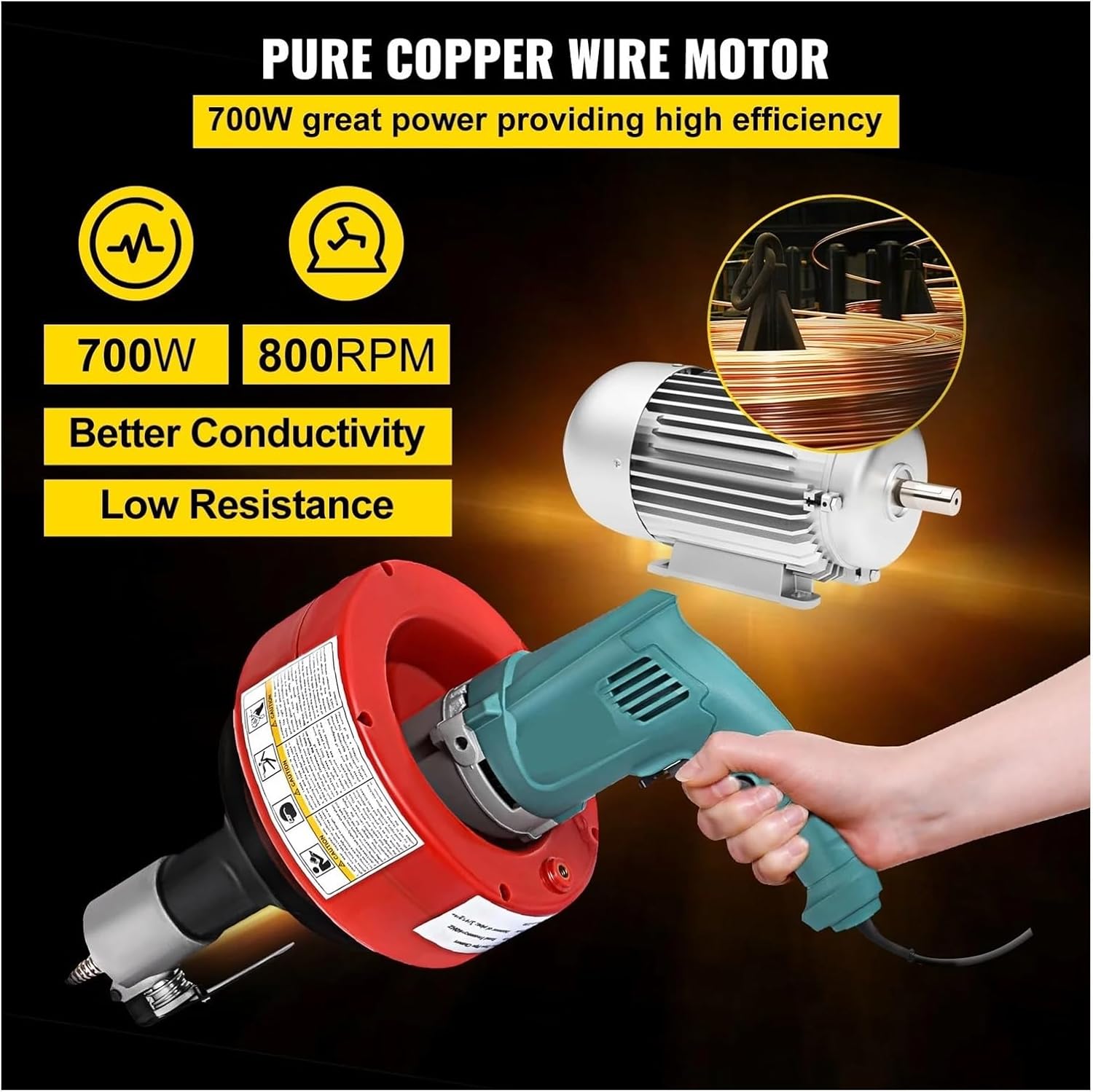 Handheld Electric Drain Cleaner 20-65 Mm Manual Pipe Unblocker Kitchen Sink Toilet Sewer Dred Cleaning Clogs Machine 8M For Beginners DIY Use