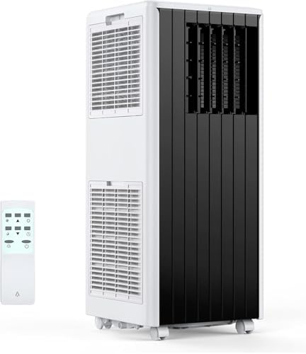 8,000 BTU Portable Air Conditioner & Window AC - 3-In-1 Functionality (Cool, Dehumidify, Fan), Cools Up to 350 Sq.Ft, Energy Efficient for Bedroom, Office, Living Room,Black and White