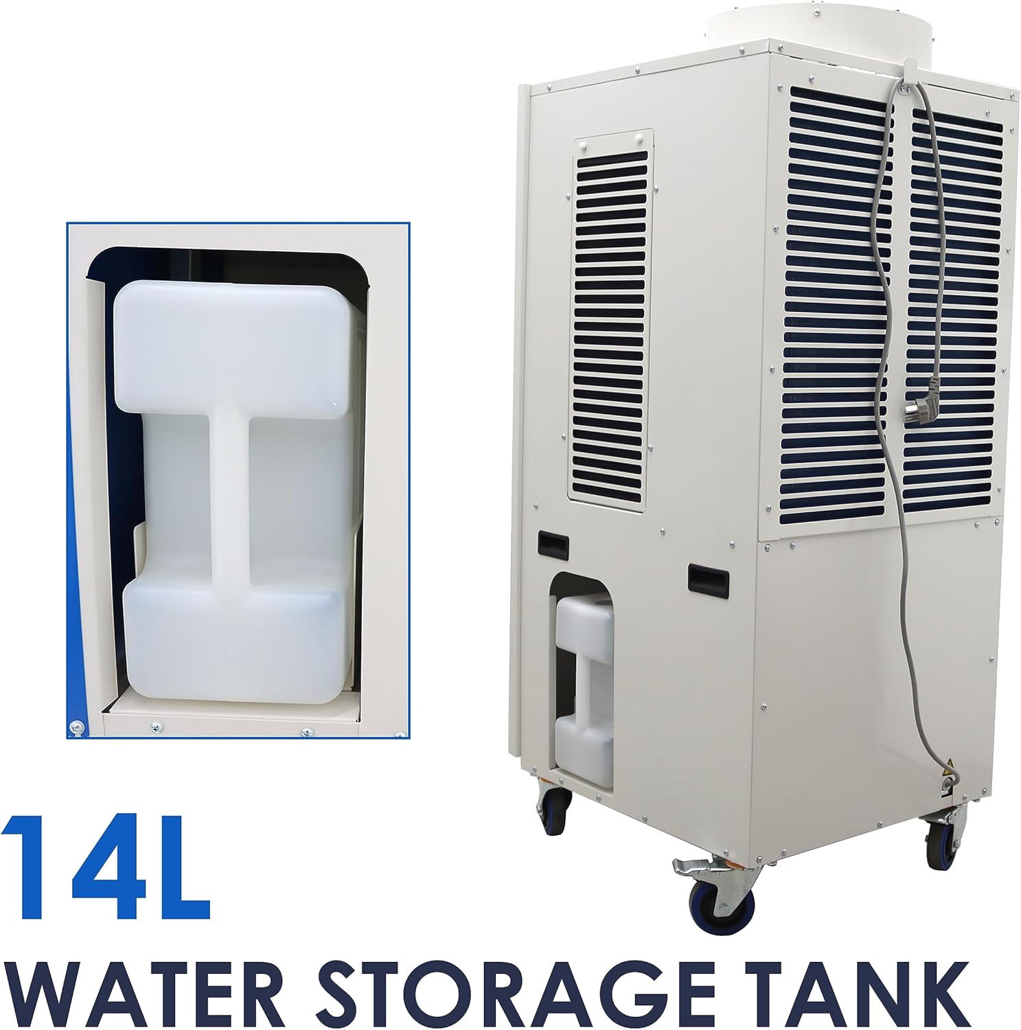 Portable Air Conditioner 20,400 BTU Industrial Spot Cooler Air Conditioner 3600m³/h Mobile Outdoor Indoor Cooling Aircon Louver Type 220V 1820W