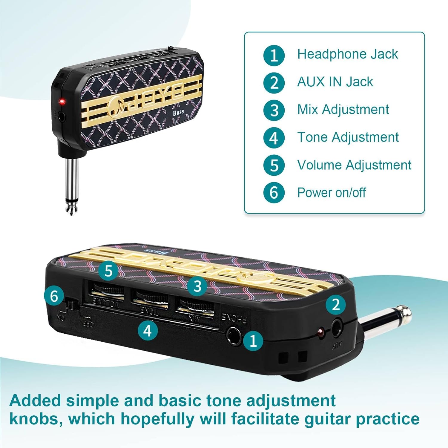 5.8Ghz Wireless Guitar Transmitter Receiver Guitar System (JW-06) and Bass Headphone Amp