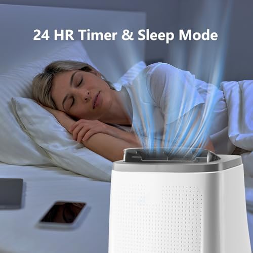 14000 BTU Portable Air Conditioner, 700 Sq Ft Coverage, 3-In-1 Cooling, Fan, Dehumidifier, 50 DB Quiet, Remote & 24-Hour Timer, for Bedroom, Office, Living Room