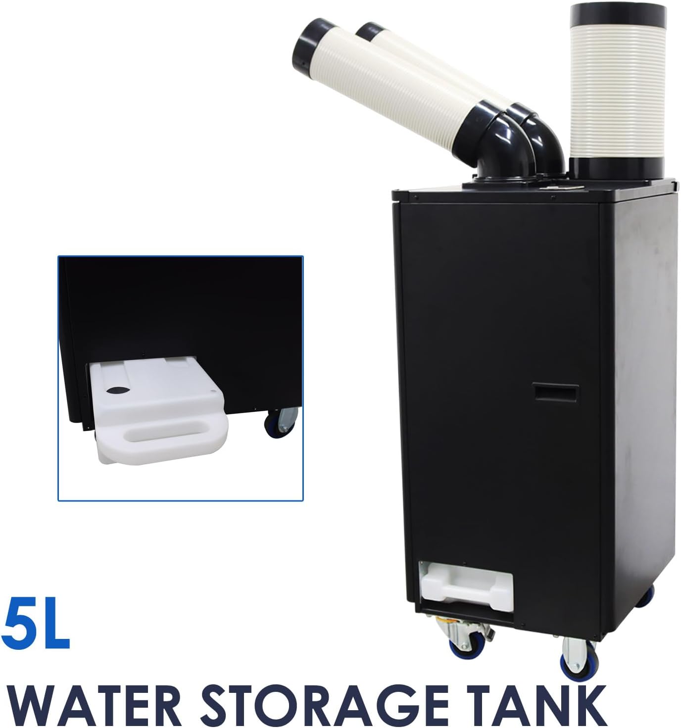 12,000 BTU Mobile Spot Cooler Double Columns Industrial Air Conditioners 550m³/h Portable Cooling Aircon for Outdoor/Indoor 220V 1100W