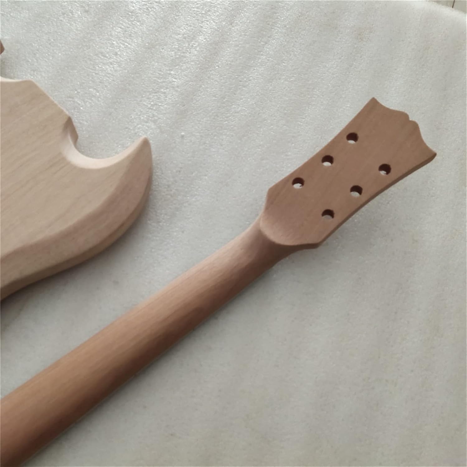 Unfinished Guitar Kit DIY 1 Set Unfinished Guitar Neck and Body SG Style Electric Guitar Kit Handmade ​Guitar Body