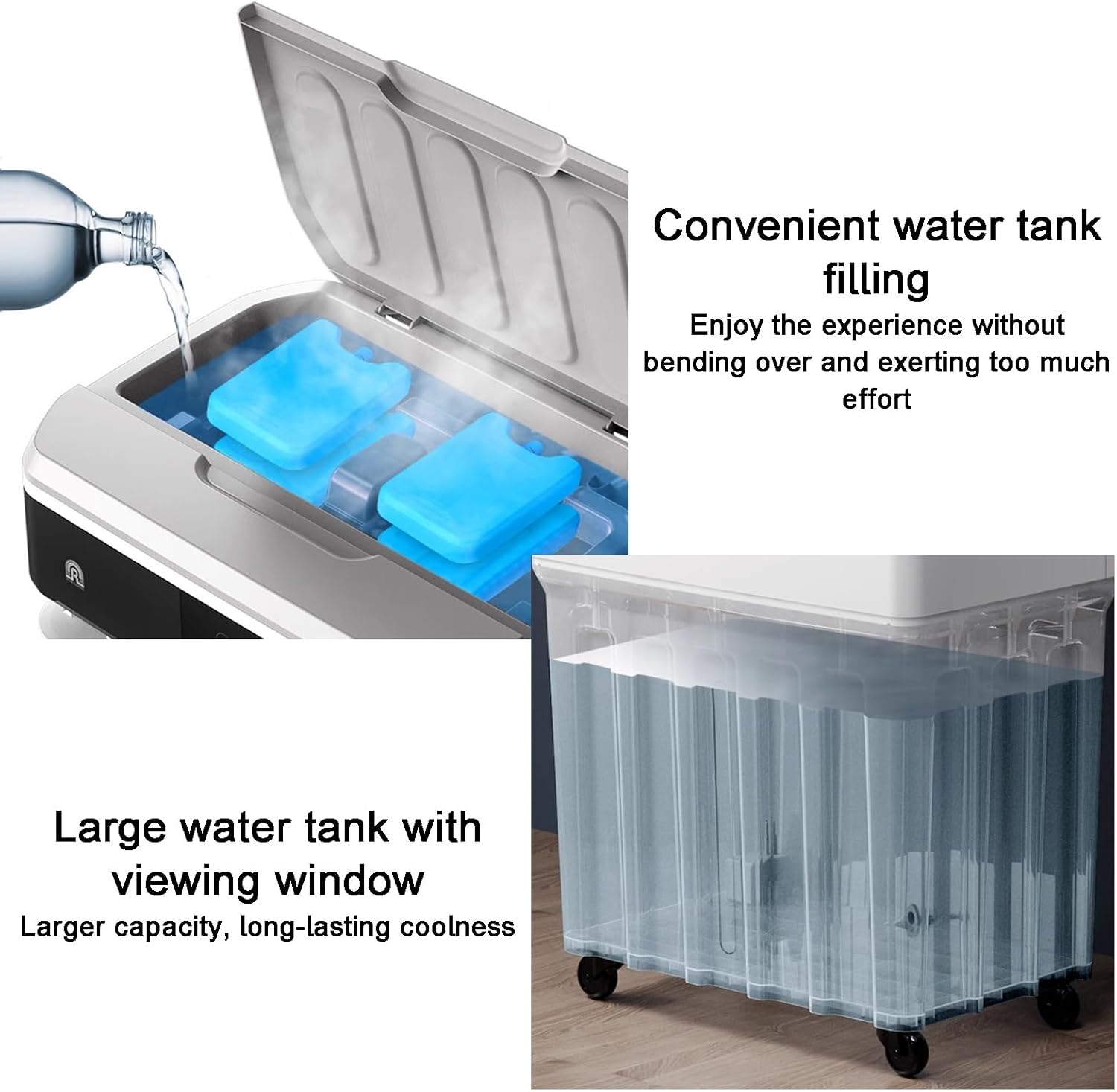 Portable Air Conditioners, Swamp Cooler, Automatically Swing the Blades 120° Left and Right, with Large Capacity Water Tank, 3 Wind Speeds, for Office, Camping(98 * 40 * 30cm/39 * 16 * 12in)