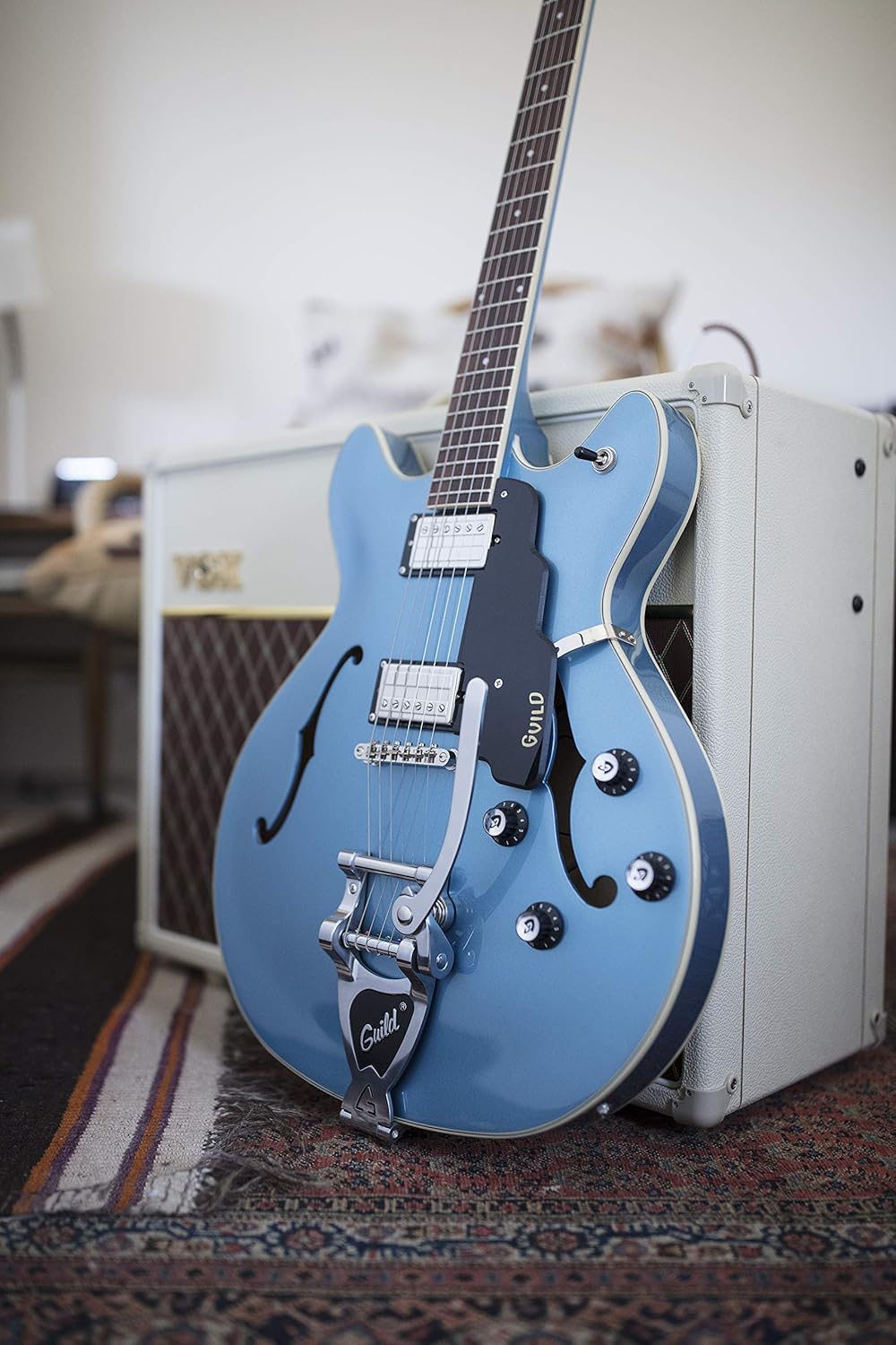 Guild Guitars Starfire I DC Semi-Hollow Body Electric Guitar, Pelham Blue, Double-Cut w/tremolo, Newark St. Collection