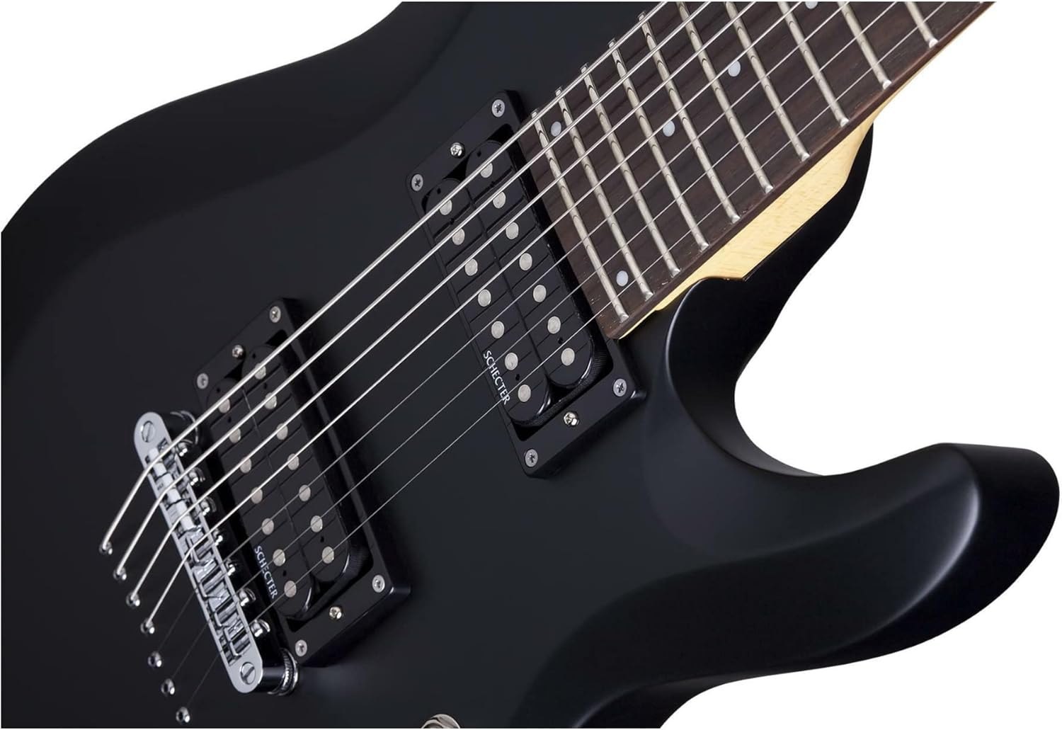 Schecter C-7 DELUXE LH Satin Black 7-String Solid-Body Electric Guitar, Satin Black