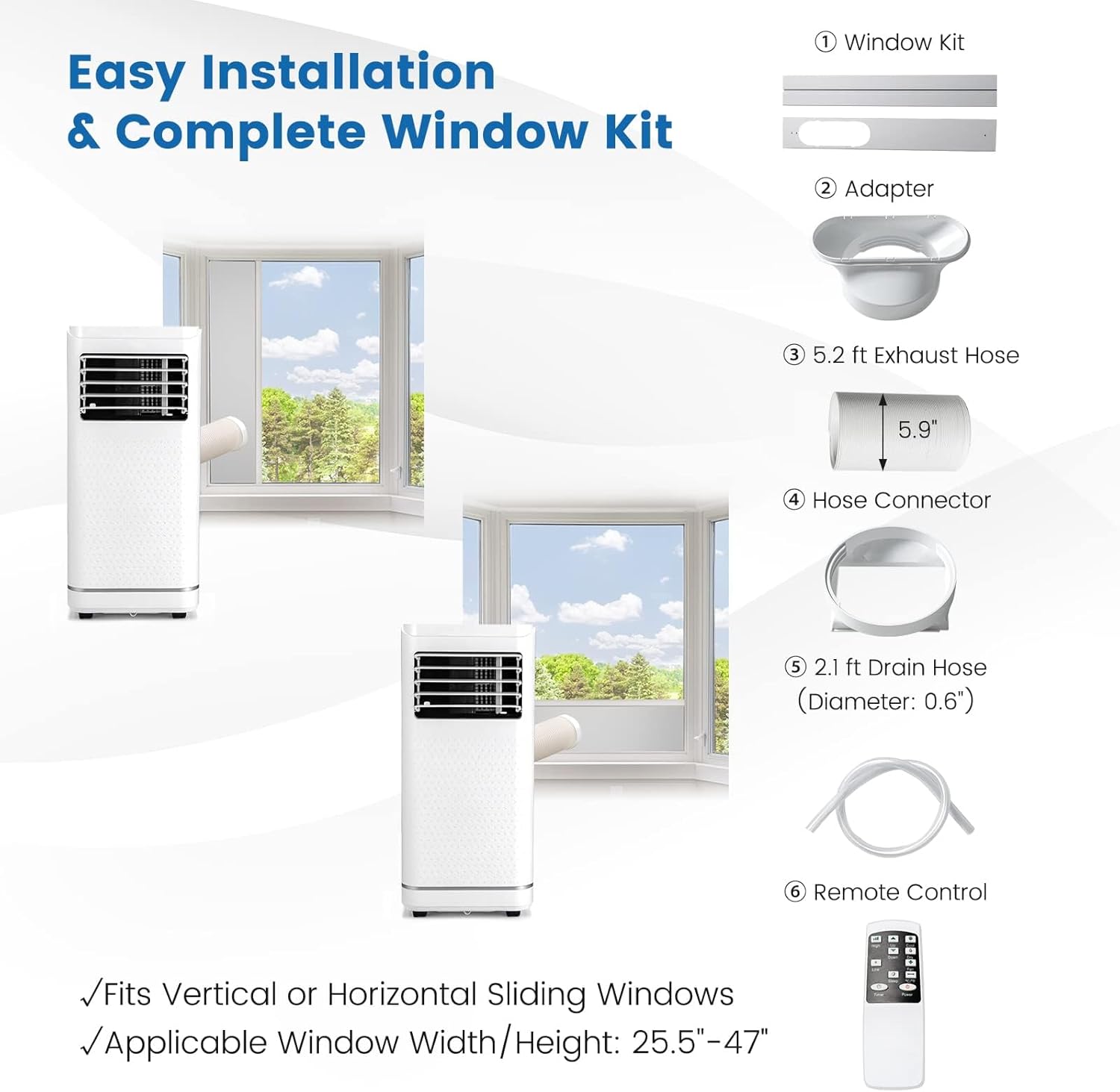 DORTALA Portable Air Conditioners 10000 BTU, Personal AC Cooling Unit with Dehumidifier, 24H Timer, Remote Control, Window Kit, Standing AC for Home Office Dorm, Cool Rooms up to 350 Sq. Ft