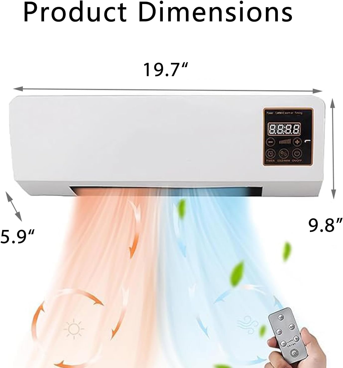 Portable Cold And Hot Air Conditioners 2 In 1 Wall Mounted Mobile Aires Electric Fan Conditioner For Bedroom Mini AC/Heating System,Timer, Ductless, With Remote for Office, Camping Tent, RV, Bedroom