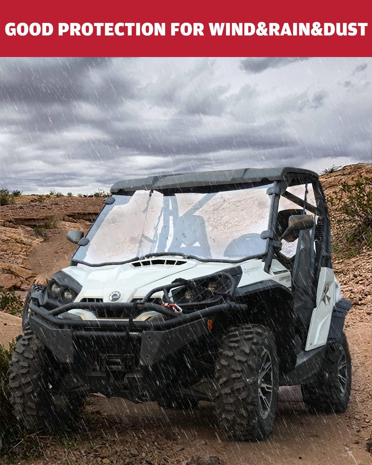 A & UTV PRO Front Full Windshield for 2011-2020 Can Am Commander 800/1000 / MAX Window Accessories, Clear Tough Windscreen, Hard Coated Polycarbonate Construction |250x Stronger Than Glass