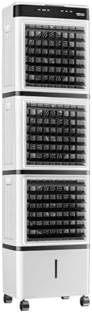 Portable Air Conditioners,Evaporative Air Cooler, Swamp Cooler with 14L Tank, Remote, Oscillation Cooling Fan with 3 Speeds, 12H Timer, Tower Fan for Room Office Garage Indoor Outdoor Use(126cm(49.6in