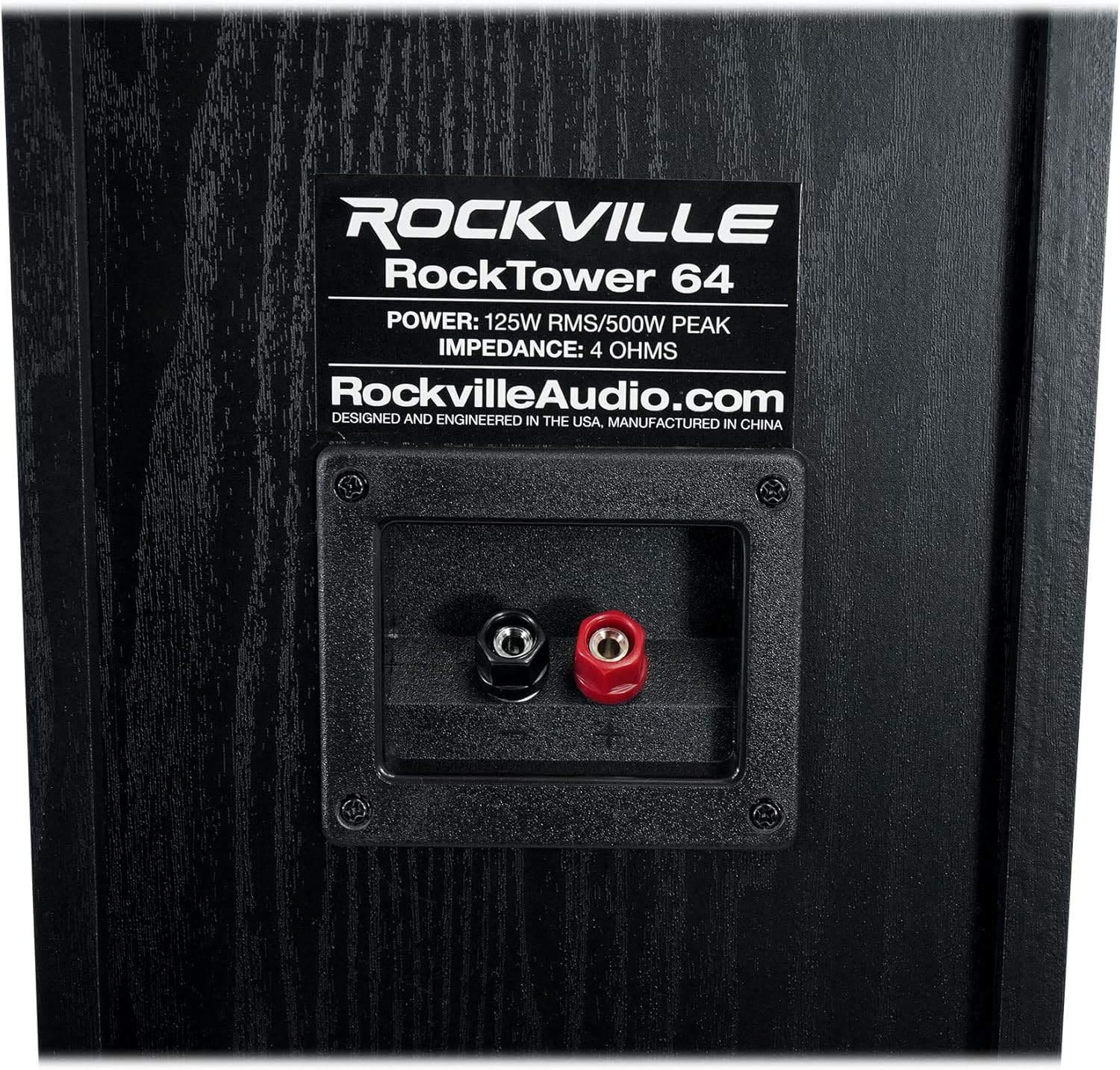 Rockville RockTower 64B Passive Tower Speaker, 4 Ohm, Black, High-Fidelity Sound, Detachable Grille, 3-Way, 6.5