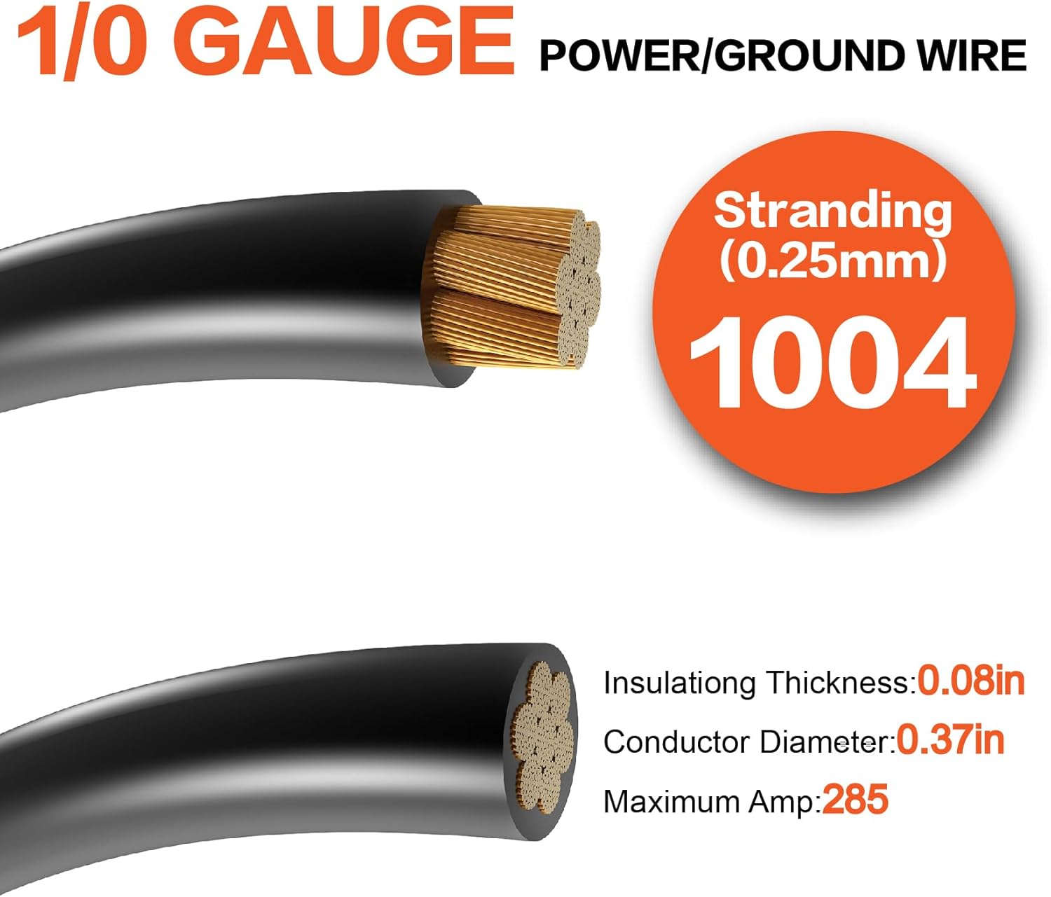 40FT 1/0 Gauge Wire Copper Clad Aluminum CAA,with 250A Circuit Breaker,20pcs Lugs Terminal Connectors and 3:1Heat Shrink Tube for Power/Auto,Amplifier,Ground Cable Trailer Wiring