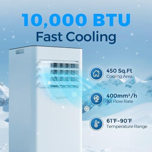 10,000 BTU Portable Air Conditioners with WiFi, 3-in-1 Air Conditioner for Room&Garage– Portable AC Unit with Cool, Dehumidifier&Fan, with Remote/Sleep Mode/Child Lock/24 Hrs Timer/Self Evaporation