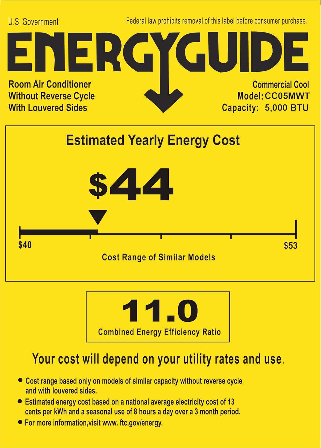 Commercial Cool CC05MWT 5,000 BTU Window Air Conditioner , White
