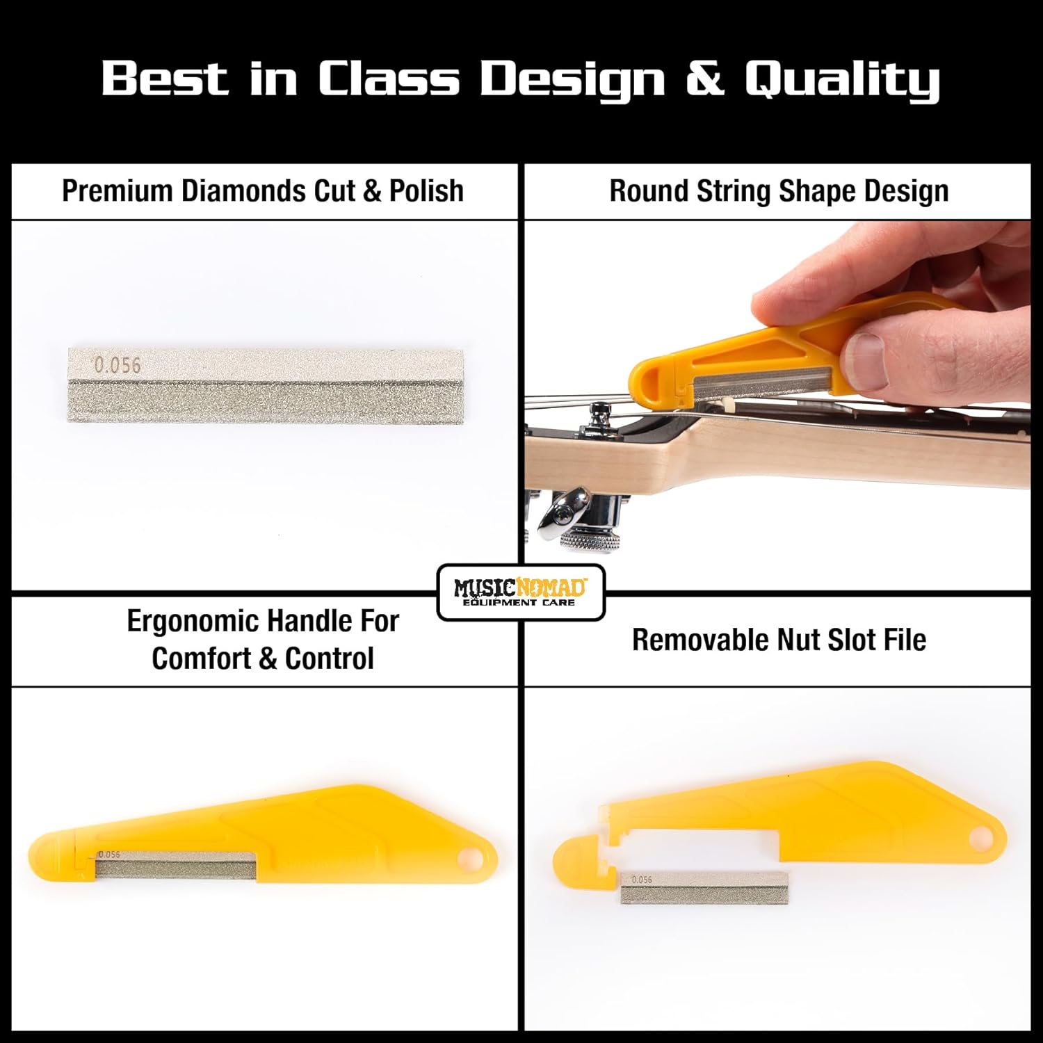 MusicNomad 6 pc. Acoustic Guitar Diamond Coated Nut File Set - Light/Medium Strings (MN670)