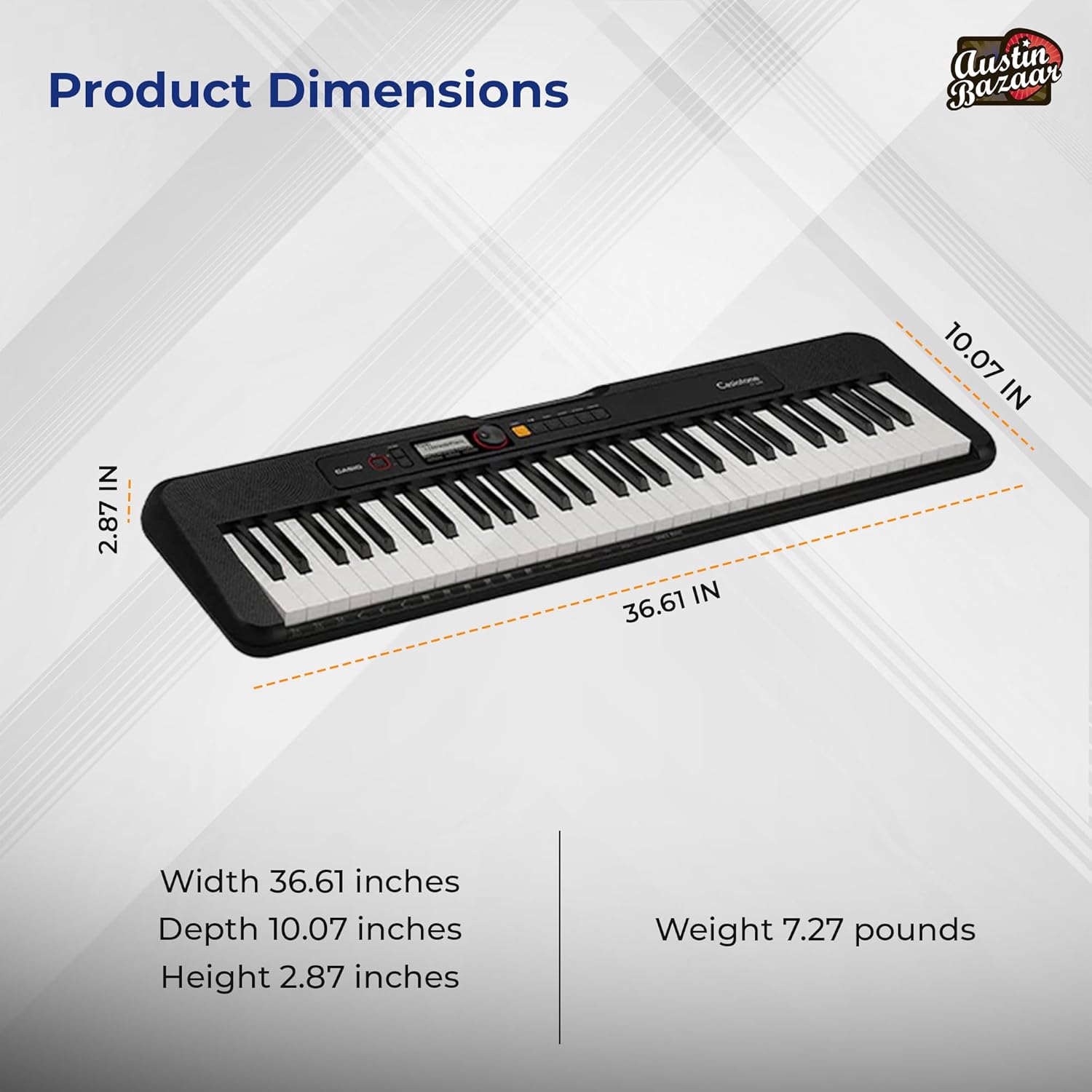 Casio CT-S200 Casiotone 61-Key Portable Keyboard - Black Bundle with Adjustable Stand, Bench, Headphones, Sustain Pedal, Instructional Book, Instructional DVD, and Austin Bazaar Polishing Cloth