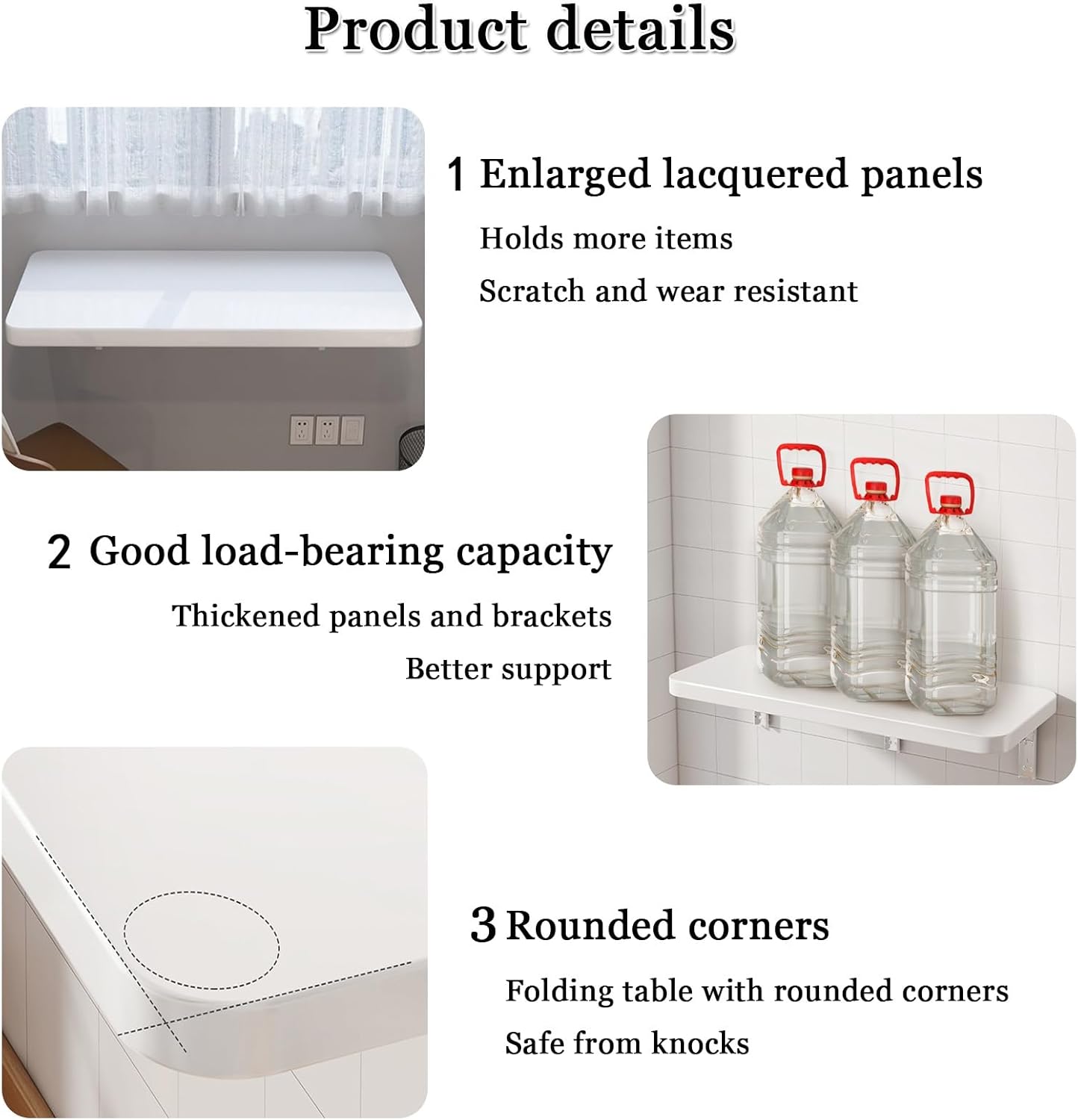 Wall-Mounted Floating Desk - Foldable Workbench & Dining Table for Kitchens Sewing Stations Handicraft Production - Space-Saving White Desk (80x50cm)