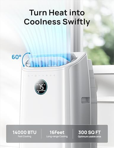 Dreo Portable Air Conditioners, 14000 BTU AC Unit for Bedroom with Drainage-Free Cooling, 3-in-1 with Fan & Dehumidifier, Touch/APP/Voice/Remote, 24h Timer, Smart Floor AC for Room Indoors, AC516S