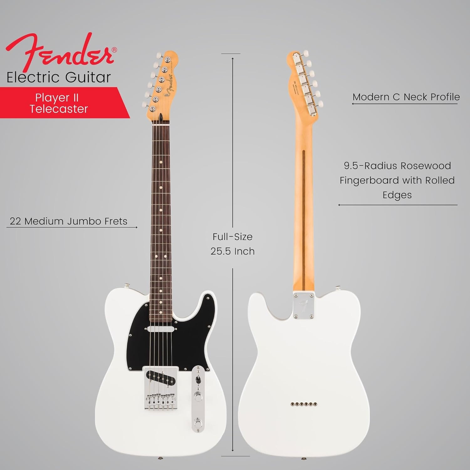 Fender Player II Telecaster Electric Guitar - Polar White with Rosewood Fingerboard