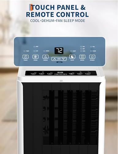 8,000 BTU Portable Air Conditioner for 350 Sq.Ft - Drainage-Free 3 in-1 w/Dehumidifier & Fan, 24-Hour Timer Ultra-Quiet 50dB & No Tools Window Kit for Bedroom/Office