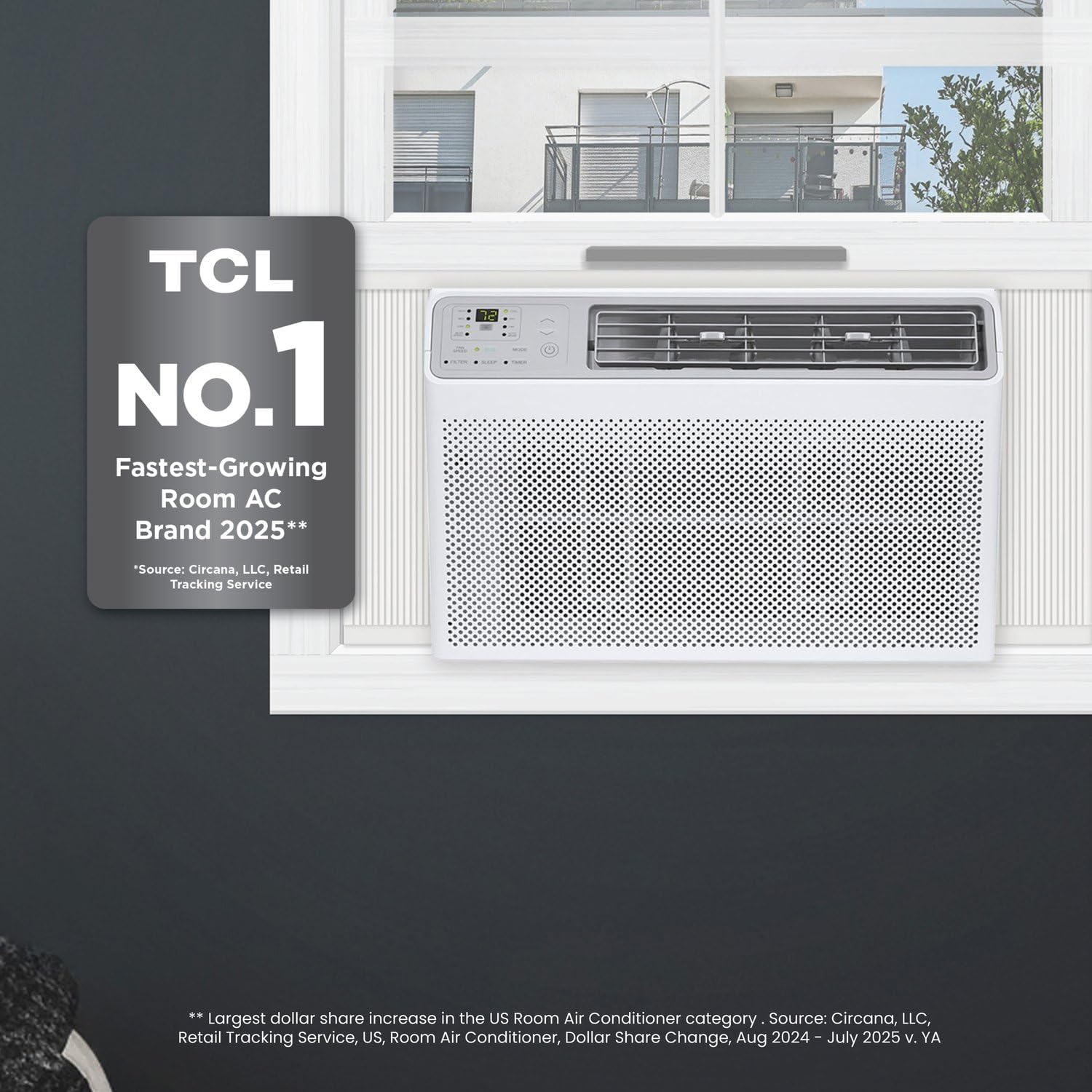 TCL H8W35W 8,000 8000 BTU Smart Window Air Conditioner, Fan & Dehumidifier, 350 Sq. Ft, Remote Control, Compatible with Alexa/Google Assistant, White