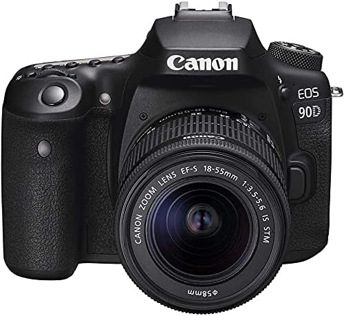 Canon EOS 90D Digital SLR Camera Body with EF-S 18-55mm f/3.5-5.6 is STM Lens - 64GB Essential Accessories Bundle (International Version) (Renewed)