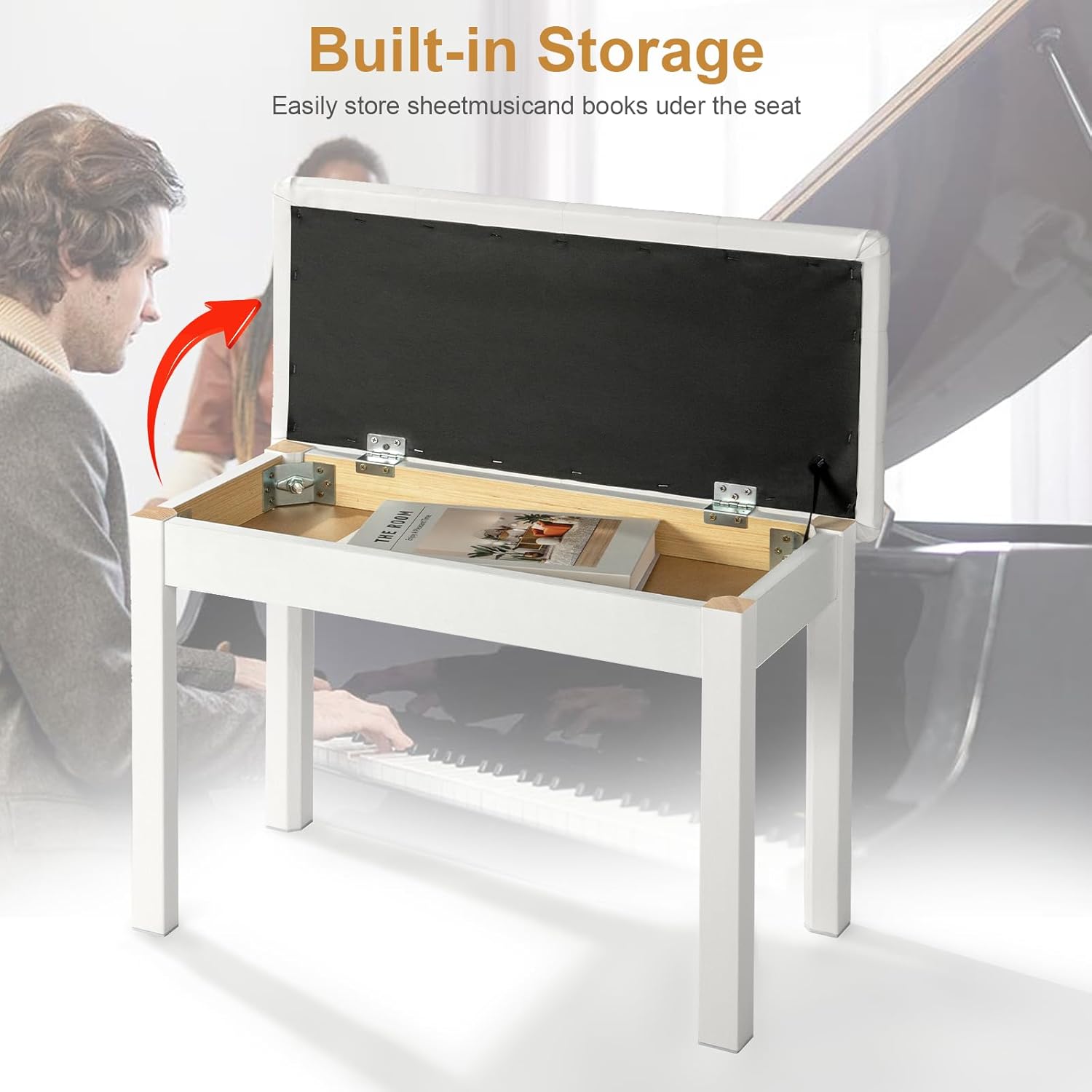 AiJoy 88-Key Digital Piano with Velocity-Sensitive Keys + AiJoy Duet Piano Bench with Storage