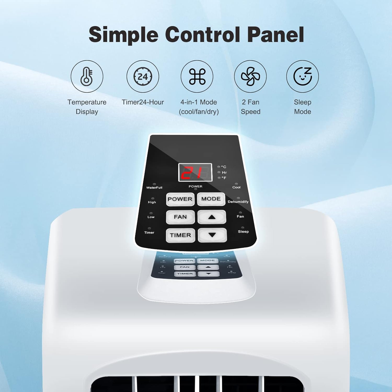 ARLIME Air Conditioner Portable 8,000 BTU w/Remote Control, Built-in Dehumidifier & Fan Modes, Quite Single Room AC Unit Cools Room Up to 200sq. ft., Floor Air Conditioner for Office, Dorm, Bedroom