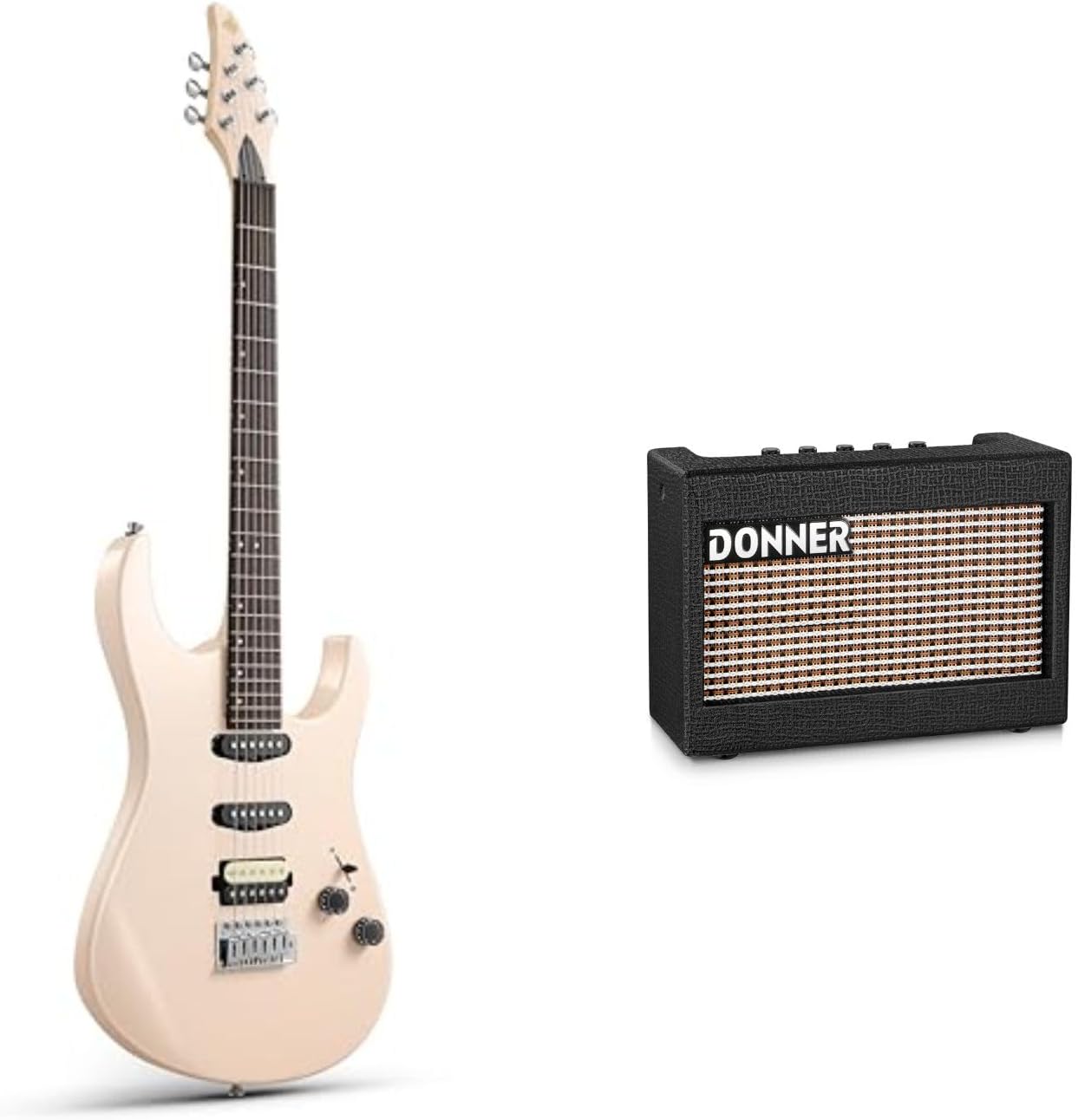 Donner DMT-66 39 Inch Full Size Electric Guitar for Beginner, Starter Electric Guitar Kit with Bag, Pink and Mini Electric Amp