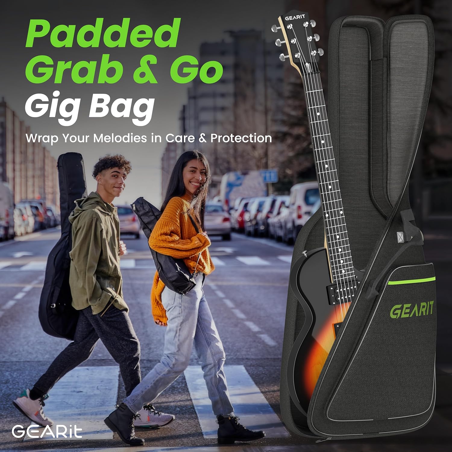 GEARit 39 Inch Full Size Electric Guitar Bundle w/Amplifier, H-H Pickups with Coil Split, Starter Kit with Tuner, Gig Bag, Strap, Cable, Picks, Strings - GI-155 Valley Series, Tobacco Burst